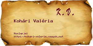 Kohári Valéria névjegykártya